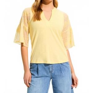 NEW FDJ 3/4 mesh bell sleeve top in yellow